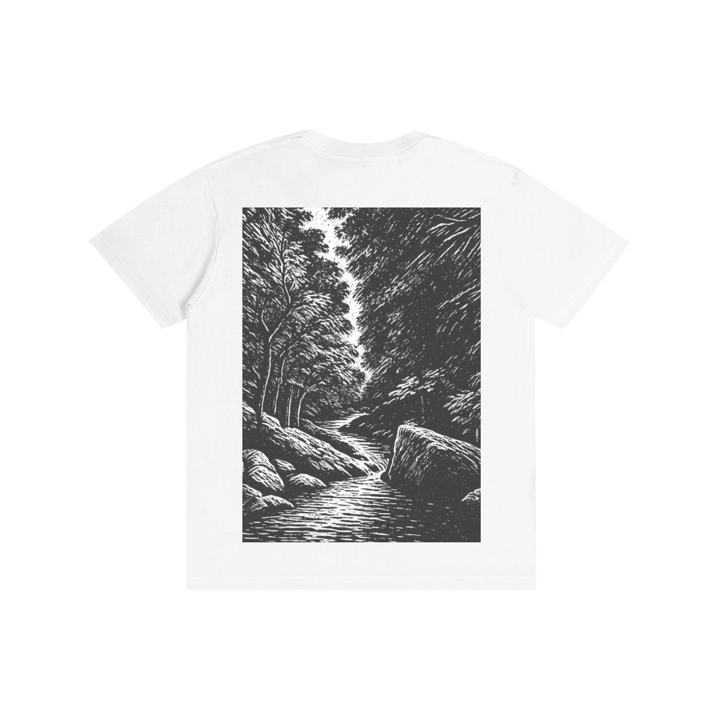 Monochrome Waterfall Print T-Shirt