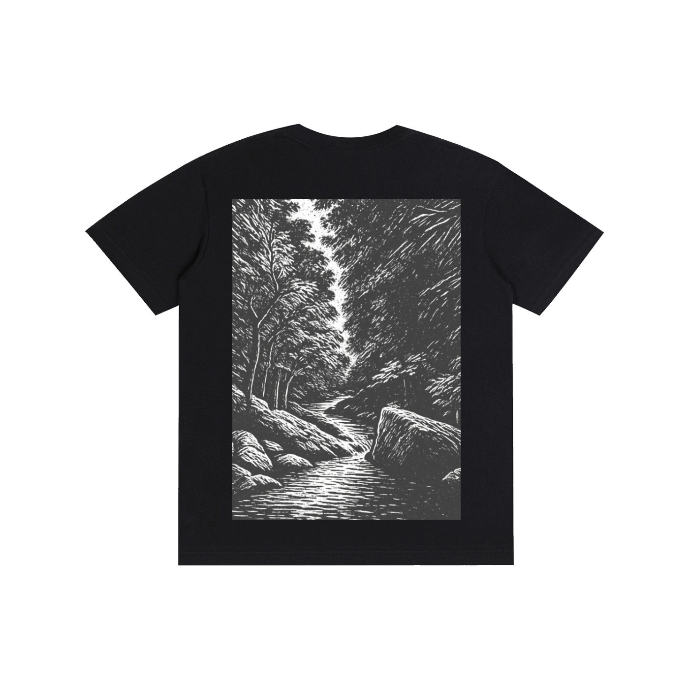 Monochrome Waterfall Print T-Shirt